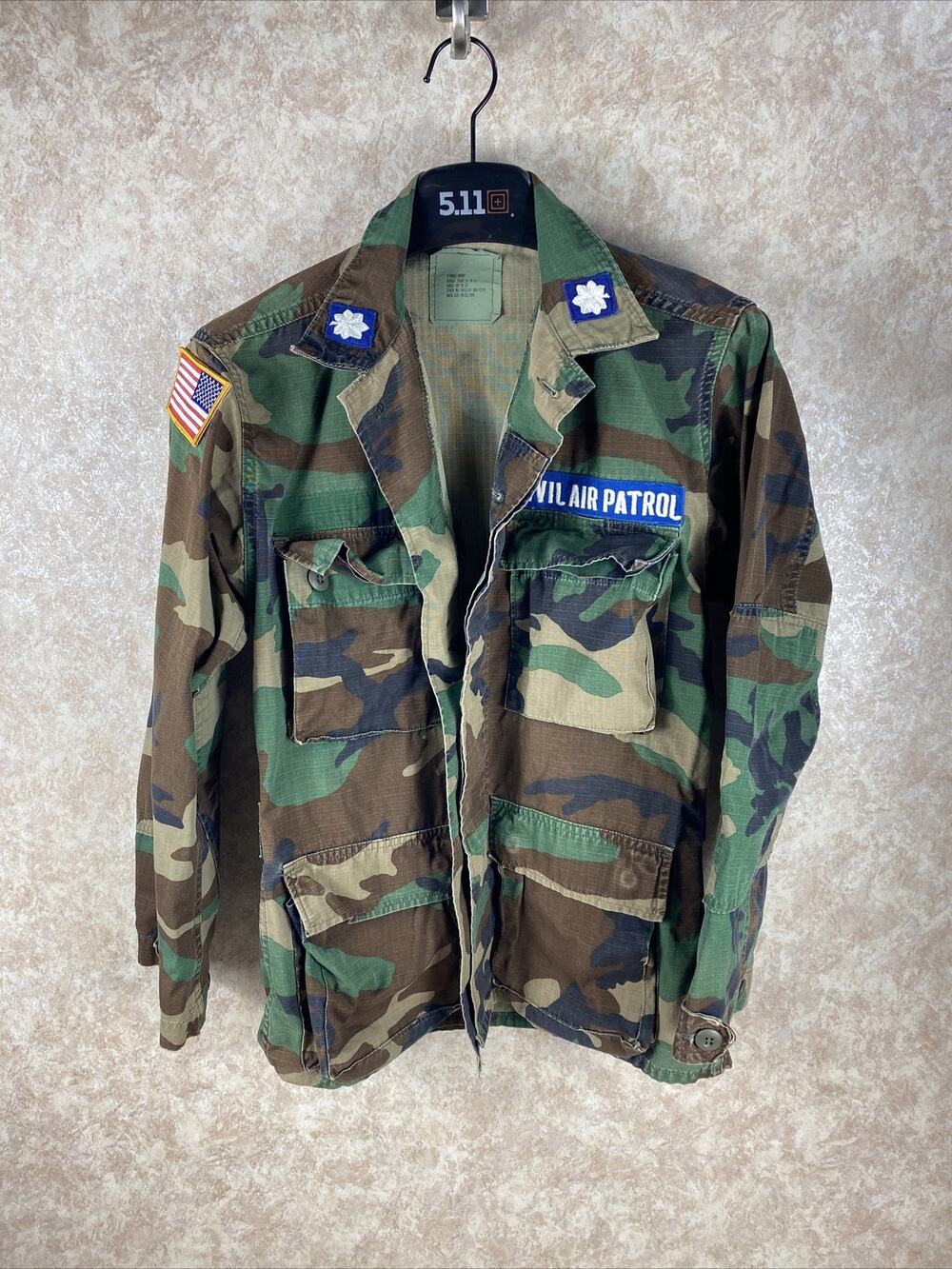 US Army Woodland Camo Hot Weather Combat Coat Civil Air Patrol Oak Leaf XS-Short